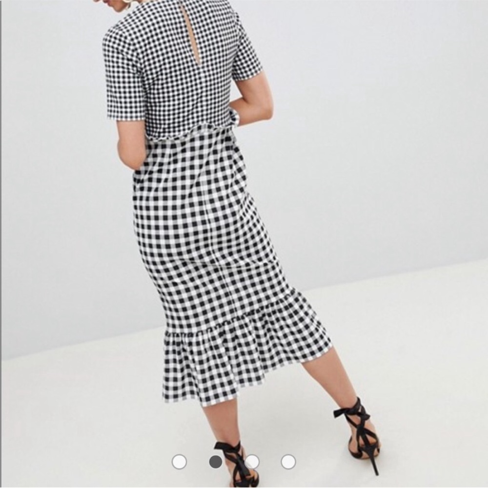 ASOS Size 22 Short Sleeve Black and White Gingham Maxi Dress - Picture 2 of 8